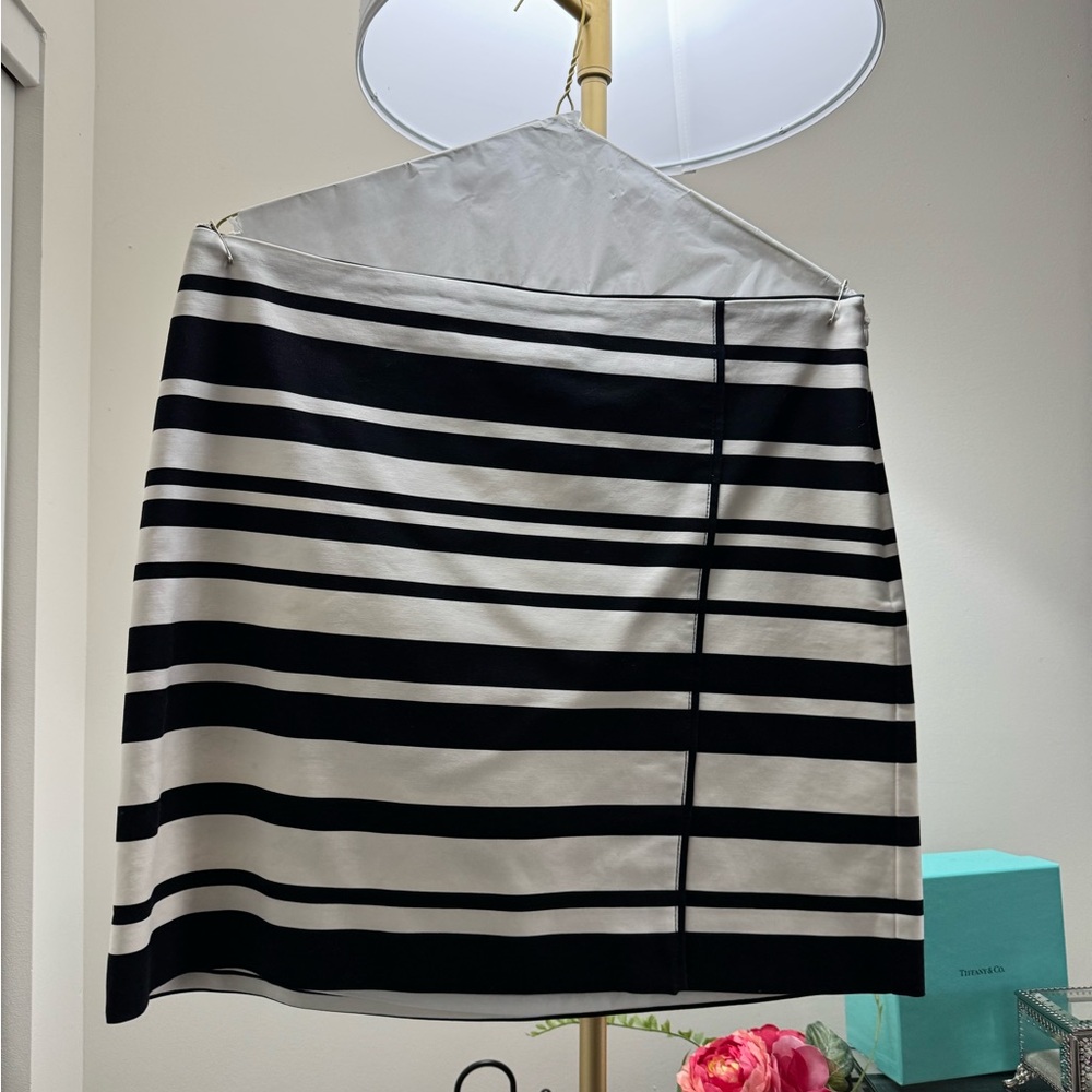 White House Black Market Black and White Striped Mini Skirt